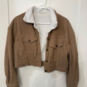 Women's Brown Corduroy Jacket with Sherpa Lining